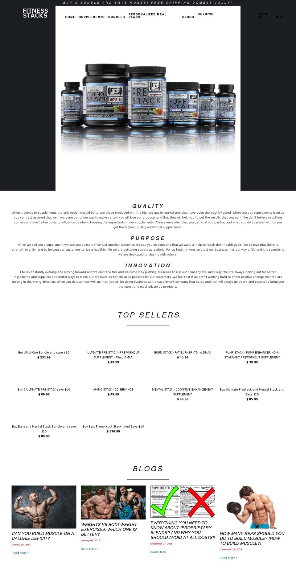 fitness-stacks.com shopify website screenshot