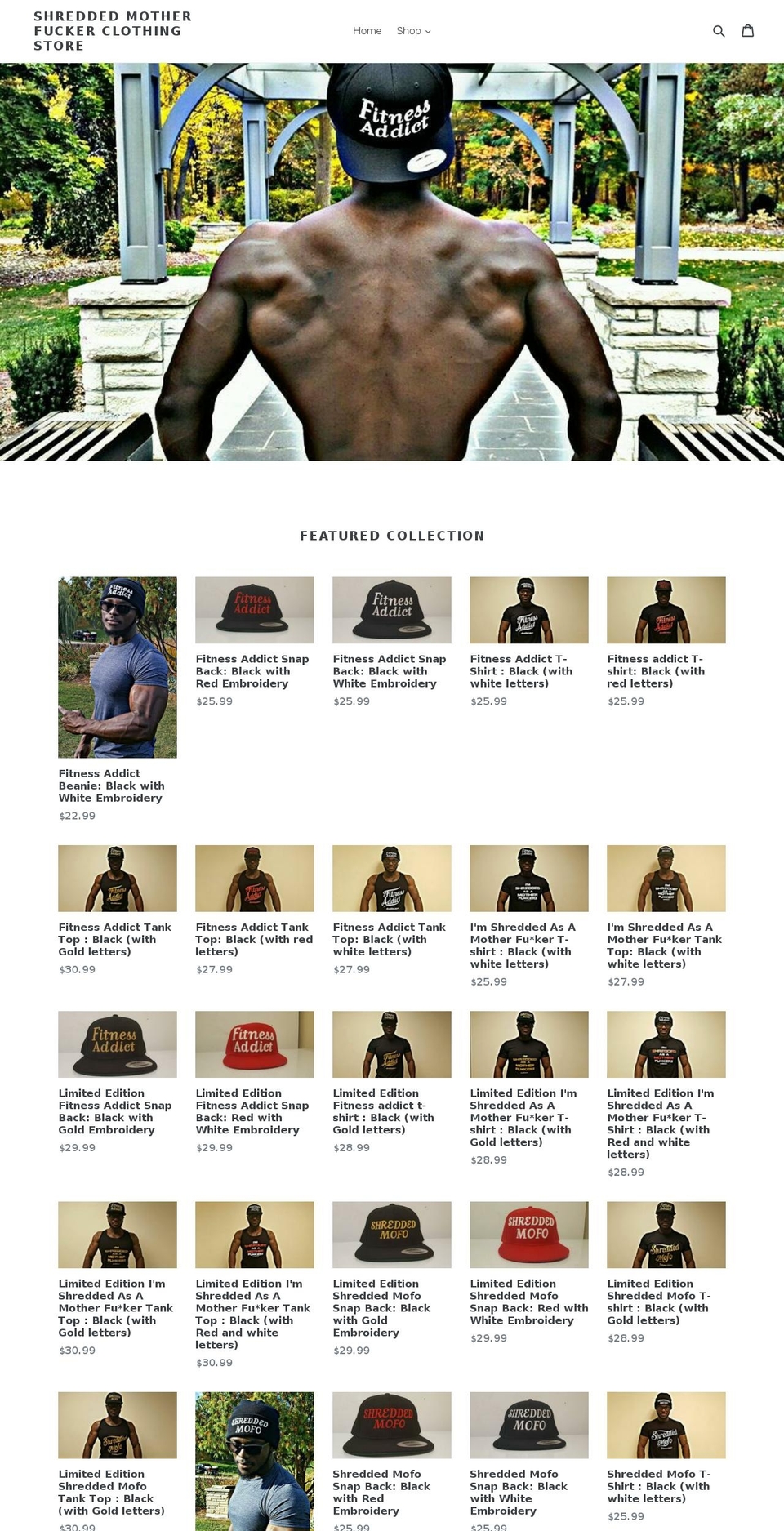 fitnessaddictshred.com shopify website screenshot
