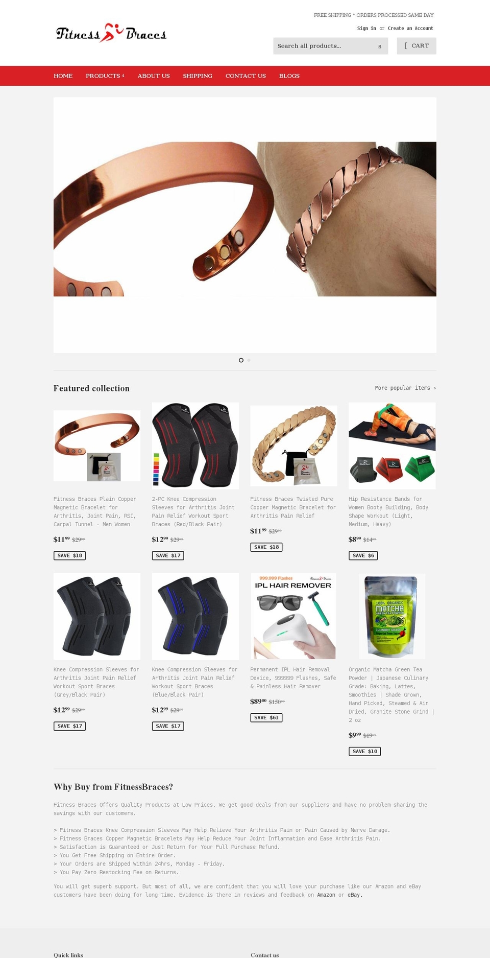 fitnessbraces.com shopify website screenshot