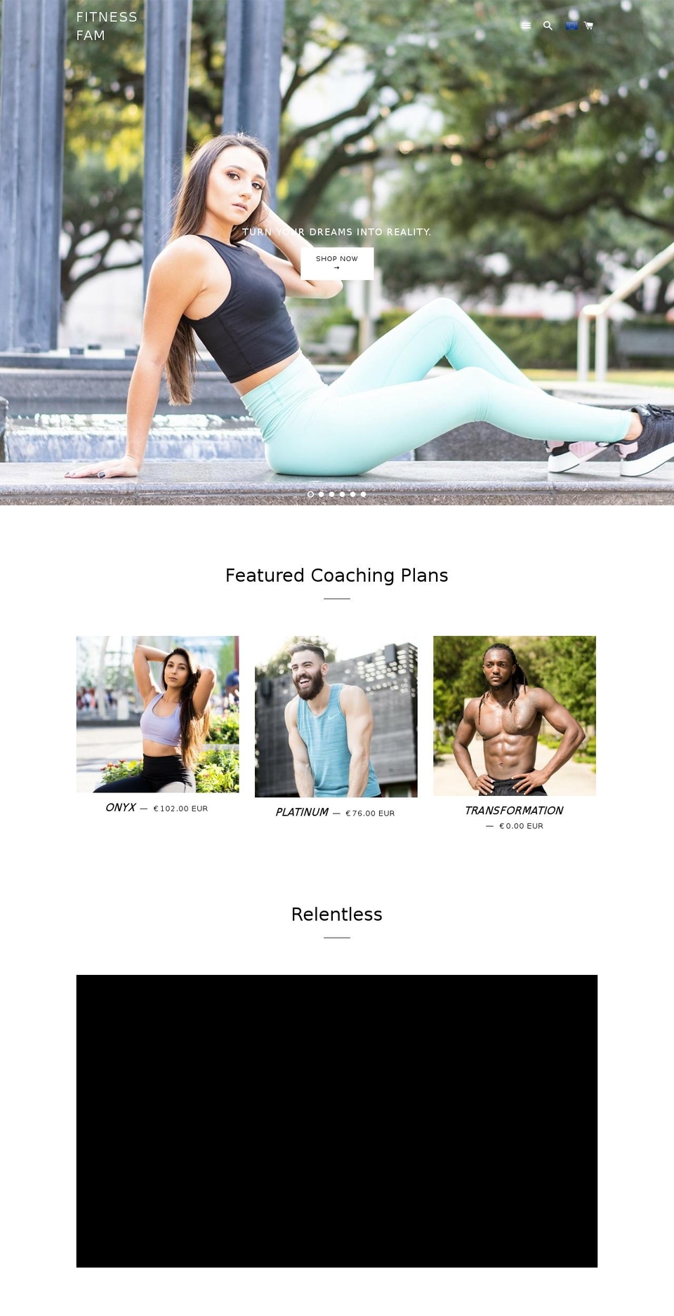 fitnessfam.myshopify.com — Shopify storefront screenshot