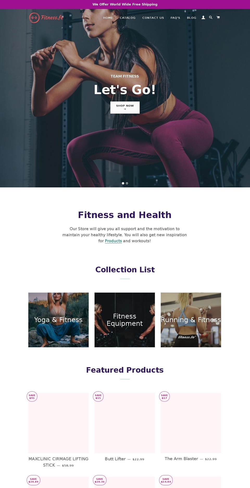 fitnessfe.com shopify website screenshot