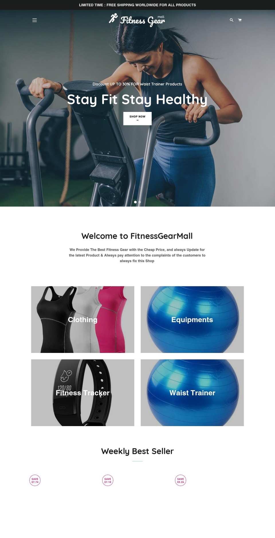 fitnessgearmall.com — Shopify storefront screenshot