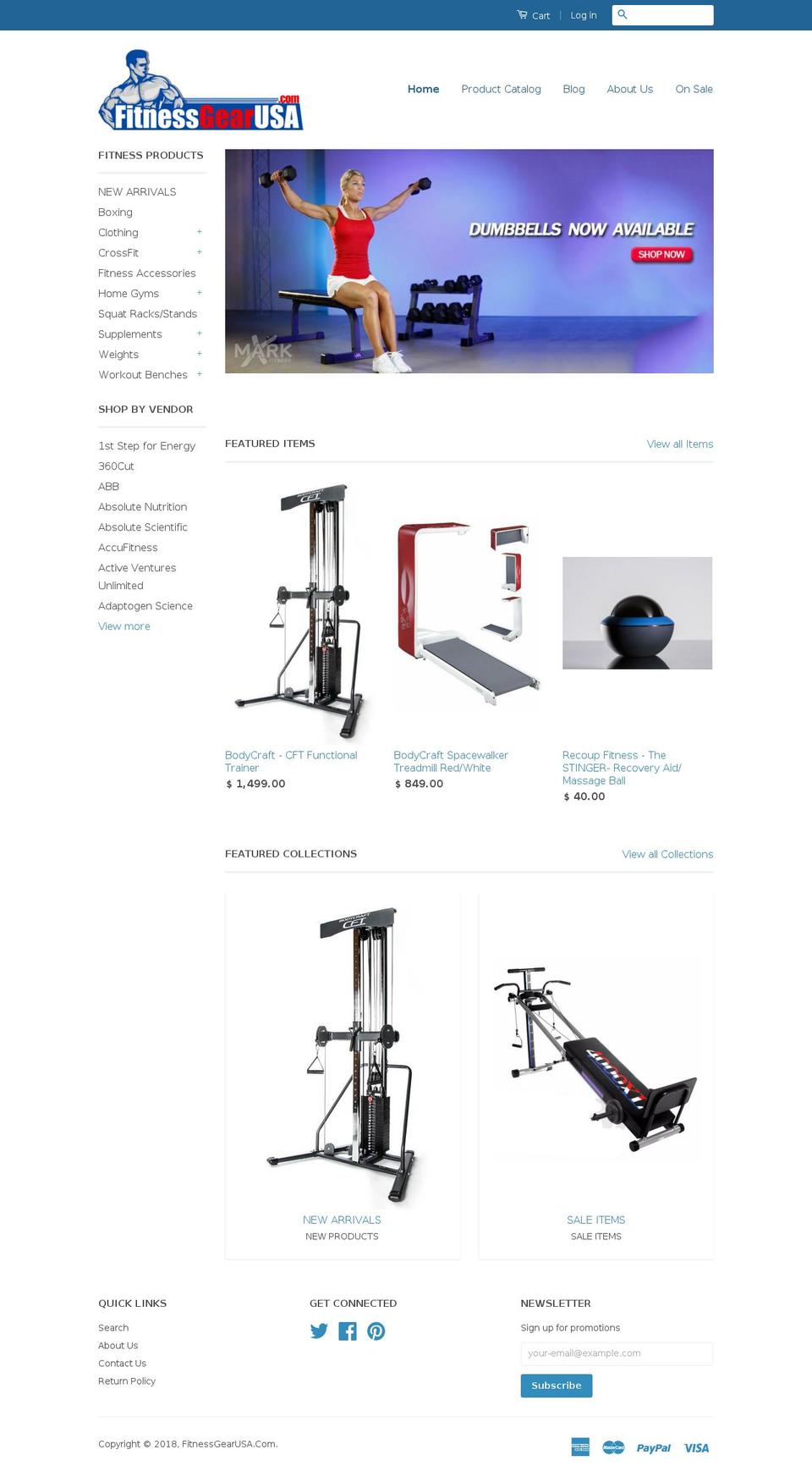 fitnessgearusa.biz shopify website screenshot