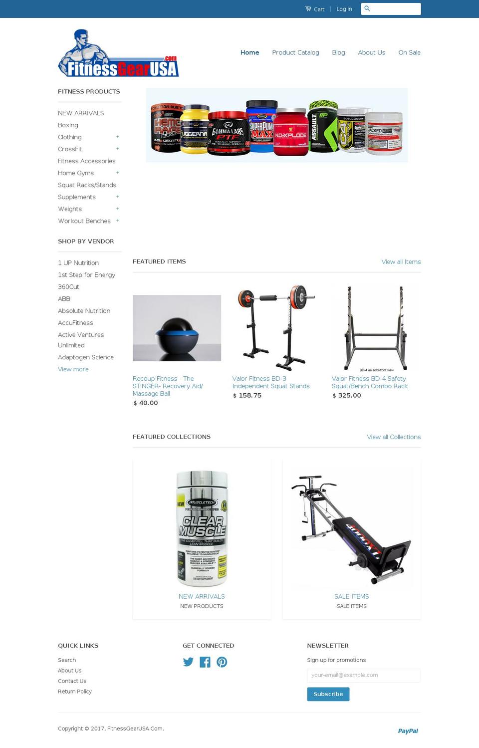 fitnessgearusa.net shopify website screenshot