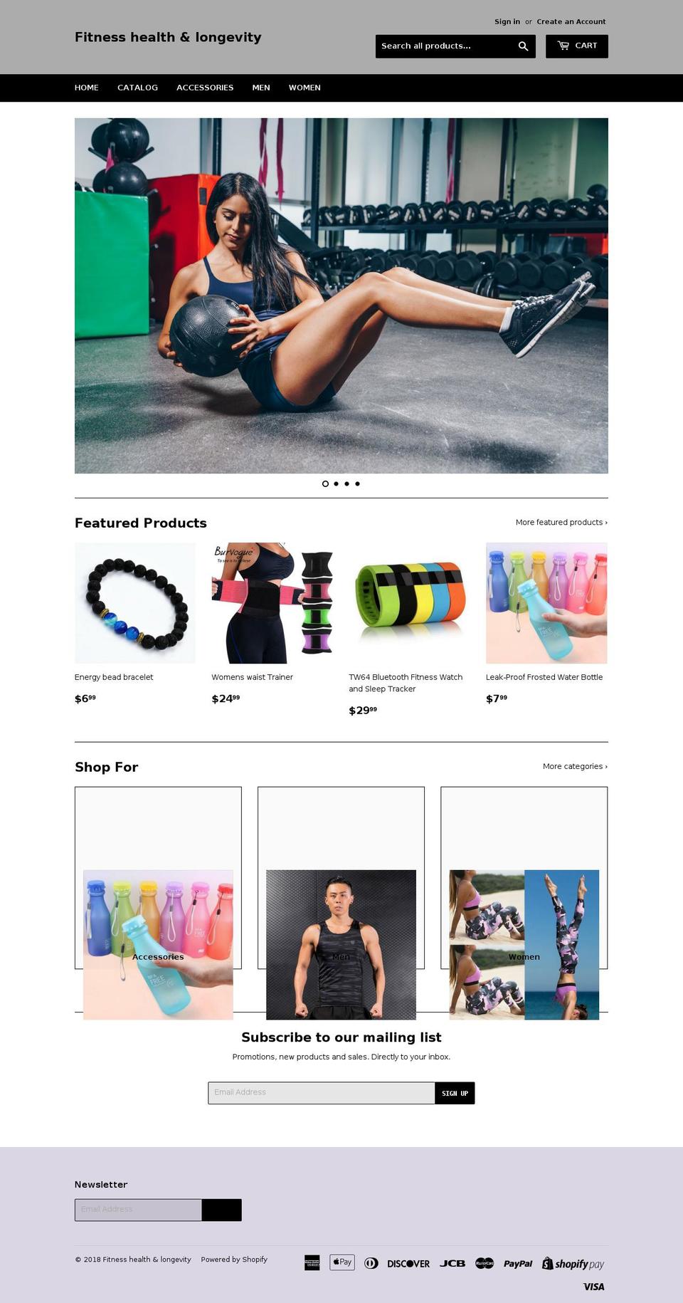 fitnesshealthlongevity.com shopify website screenshot