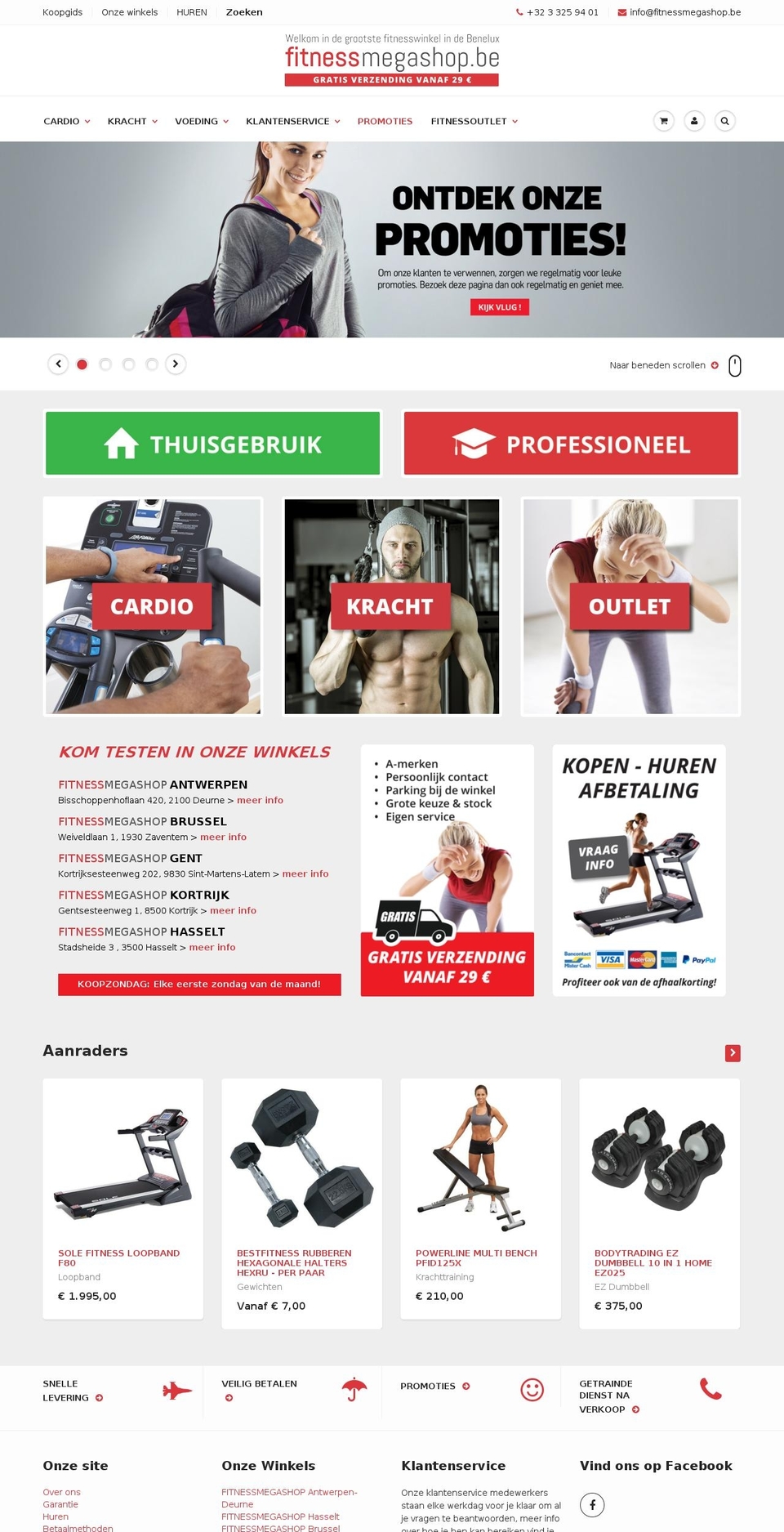 fitnessmegastore.be shopify website screenshot