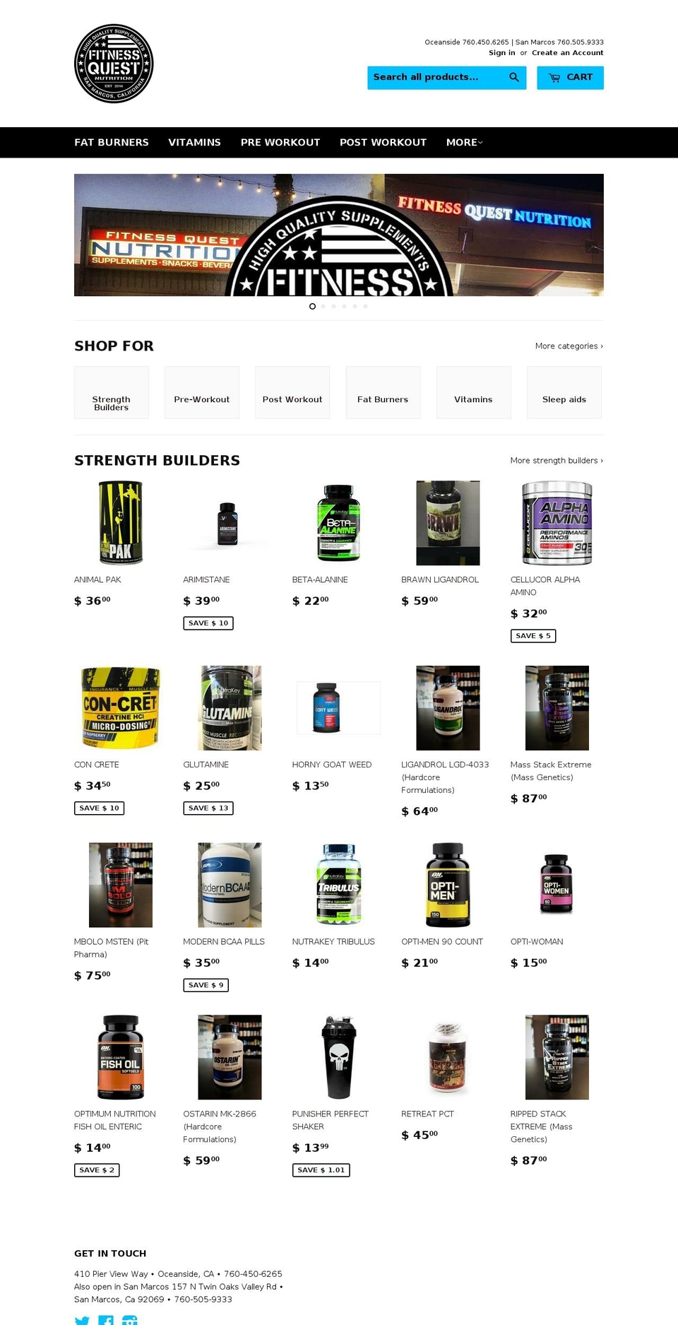 fitnessquestnutrition.com shopify website screenshot