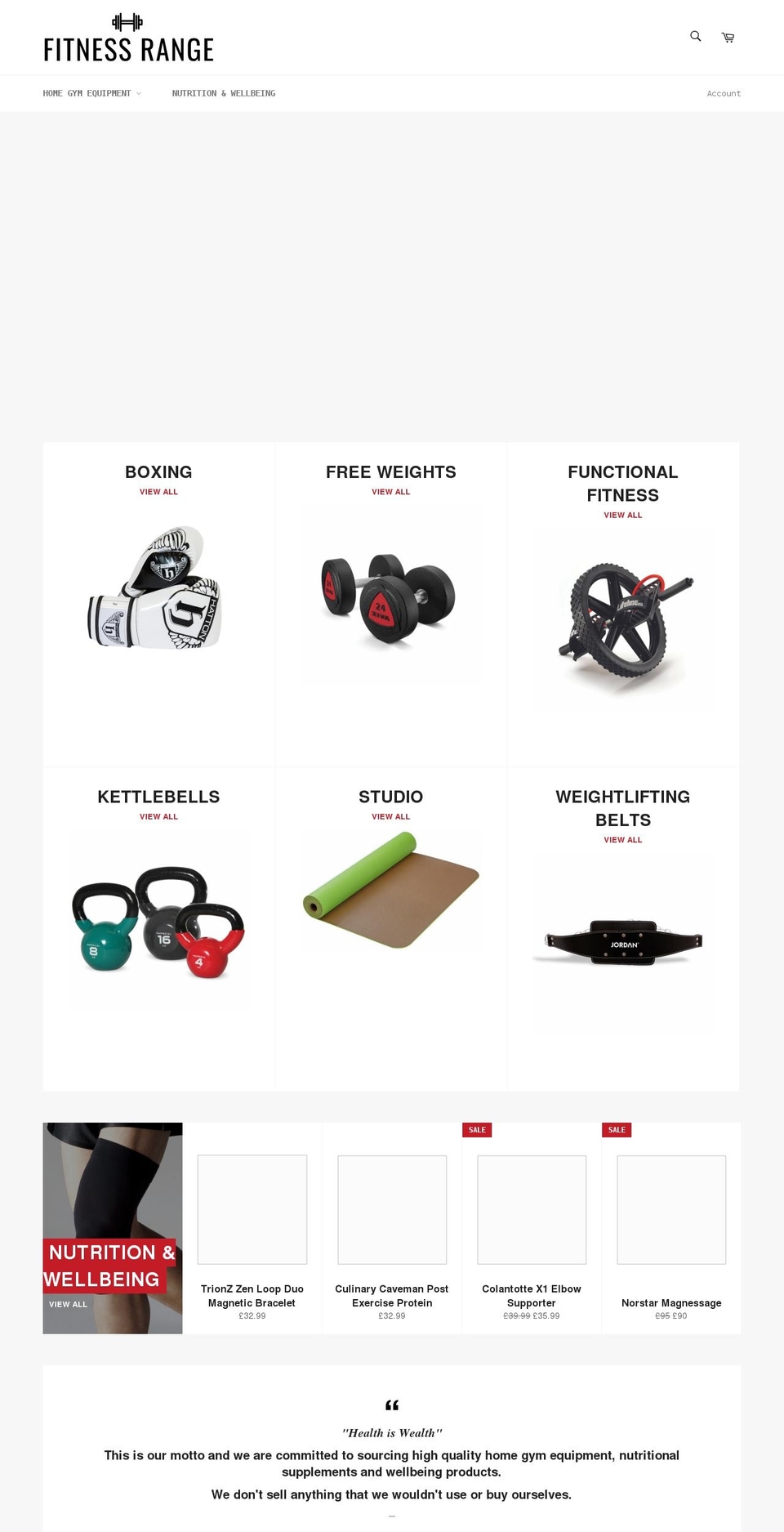 fitnessrange.co.uk shopify website screenshot