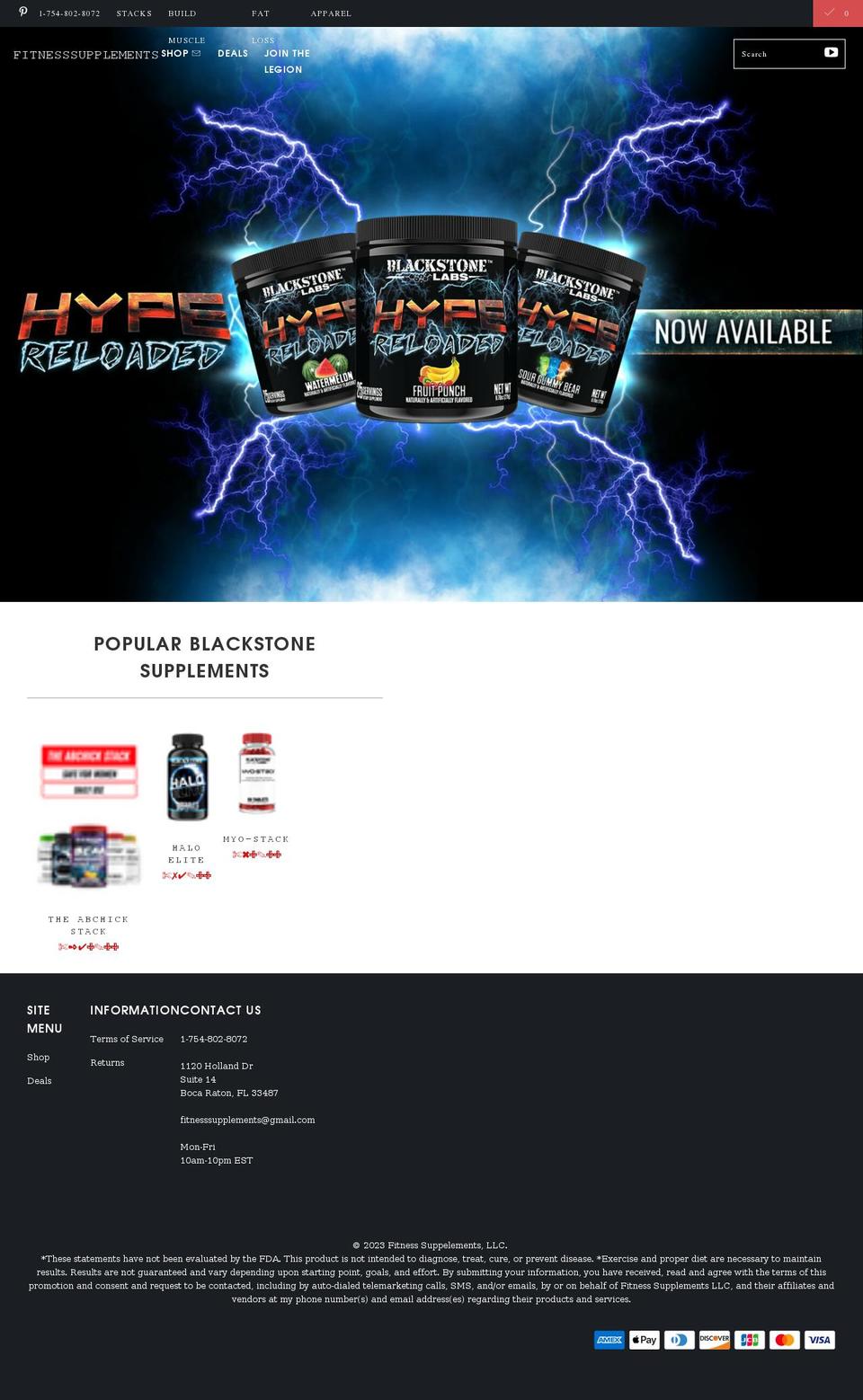 fitnesssupplements.co shopify website screenshot