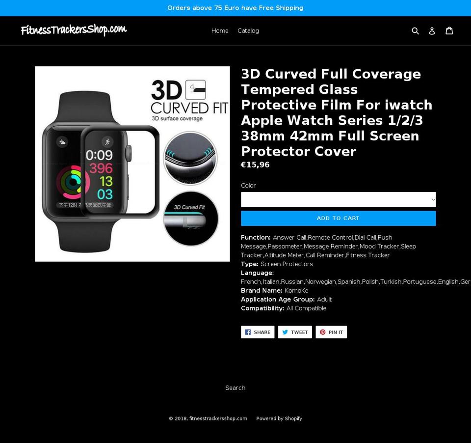 fitnesstrackersshop.com — Shopify storefront screenshot