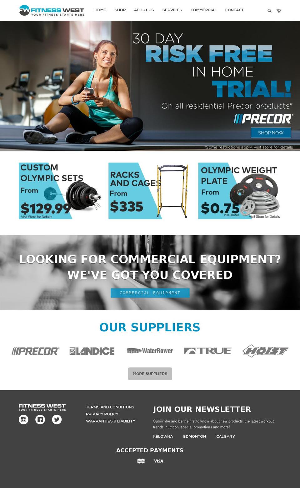 fitnesswest.ca shopify website screenshot