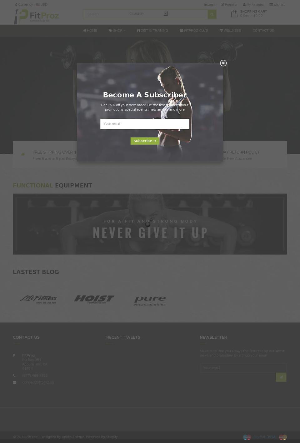 fitproz.us shopify website screenshot