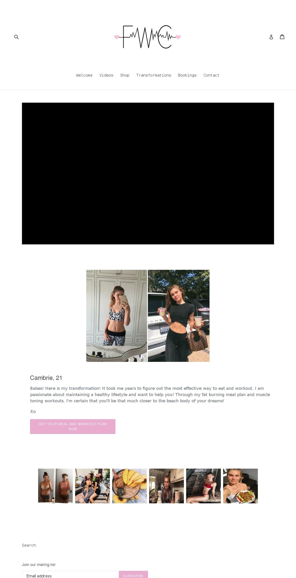 fitwithcambrie.com shopify website screenshot