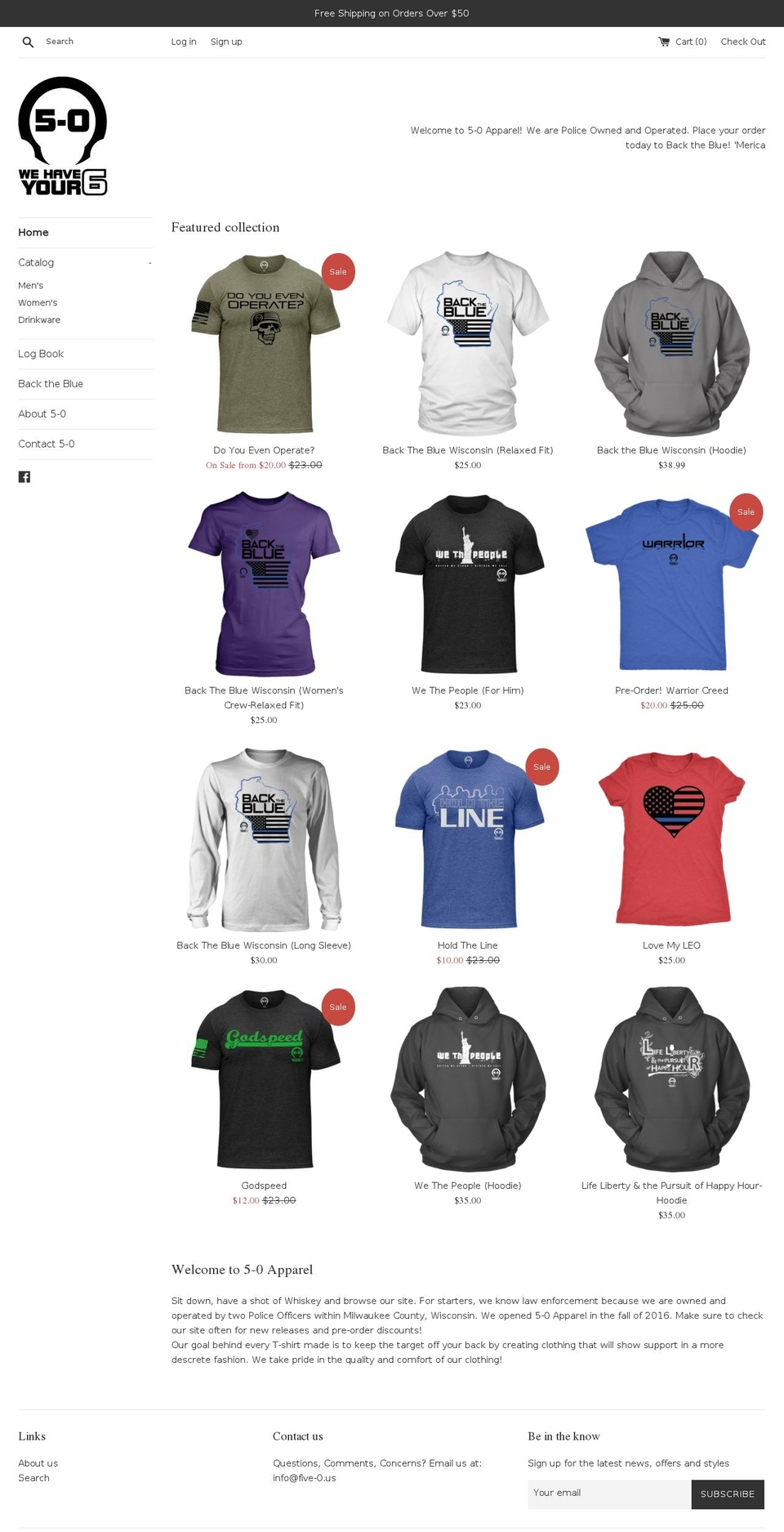 five-0.us shopify website screenshot