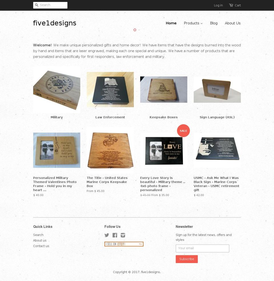 five1designs.com shopify website screenshot