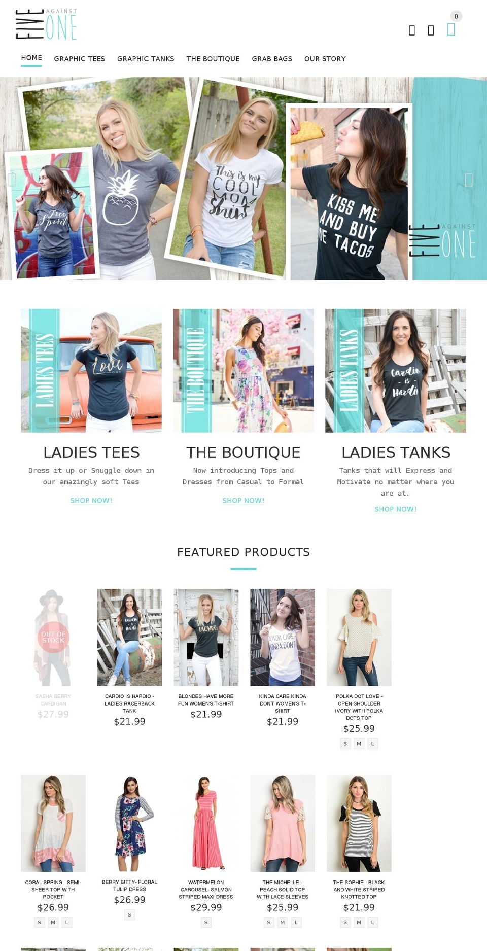 fiveagainstoneapparel.com shopify website screenshot