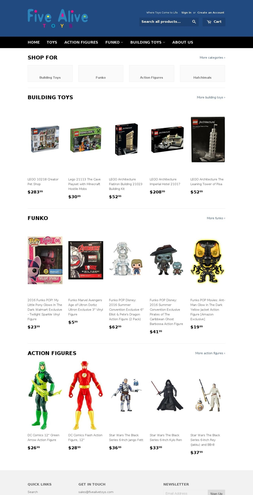 live theme with Installments message Shopify theme site example fivealivetoys.com