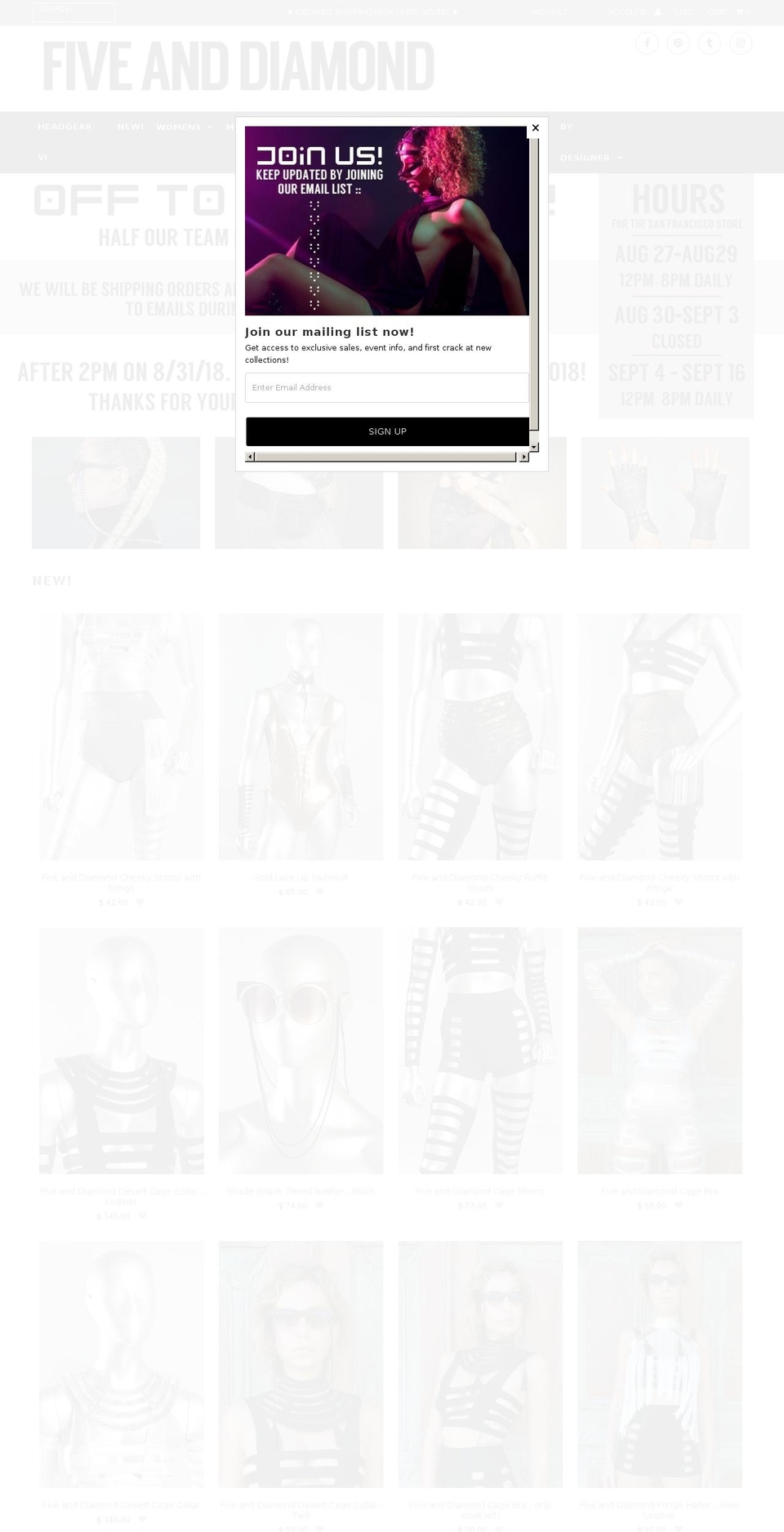 fiveanddiamond.net shopify website screenshot