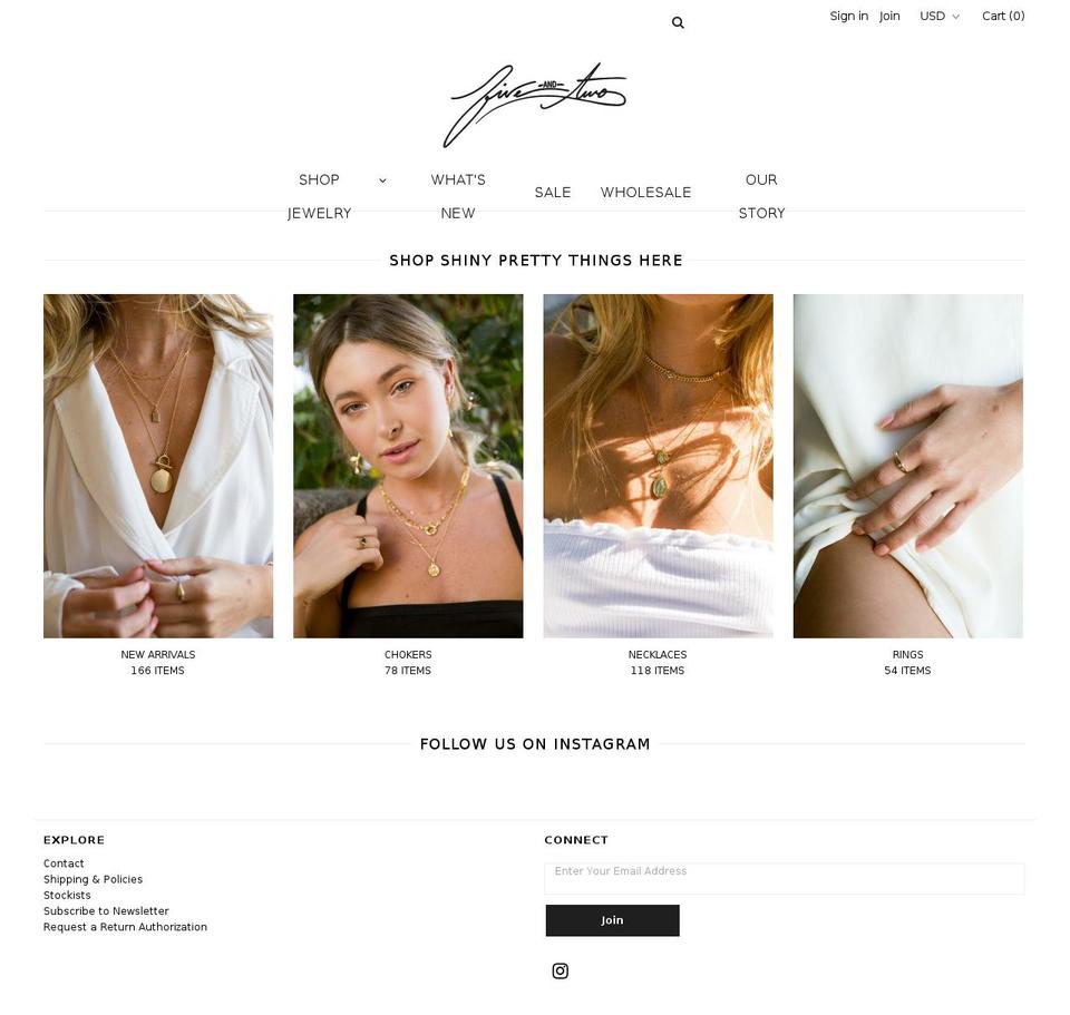 August Shopify theme site example fiveandtwojewelry.com