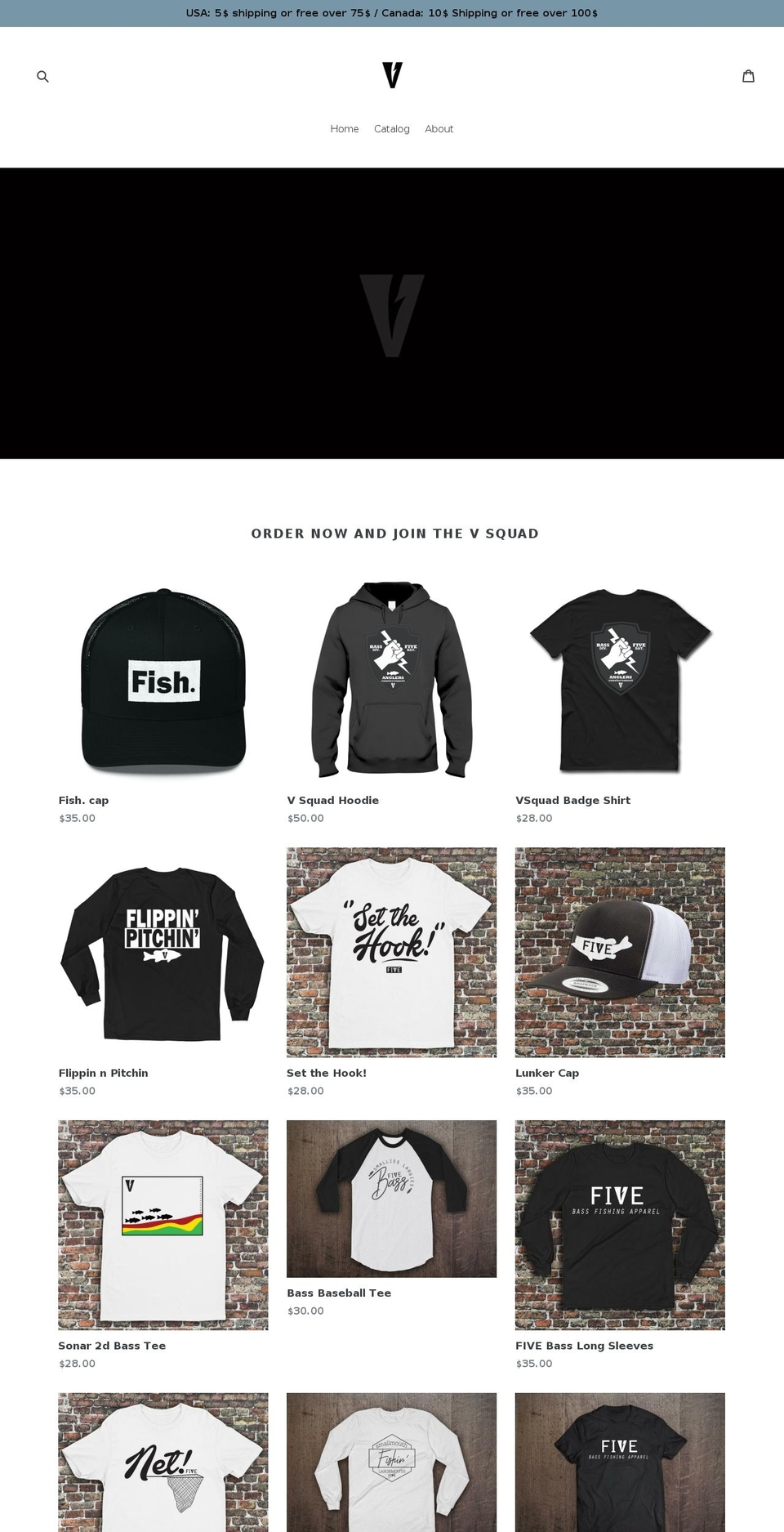 fivebassfishing.com — Shopify storefront screenshot