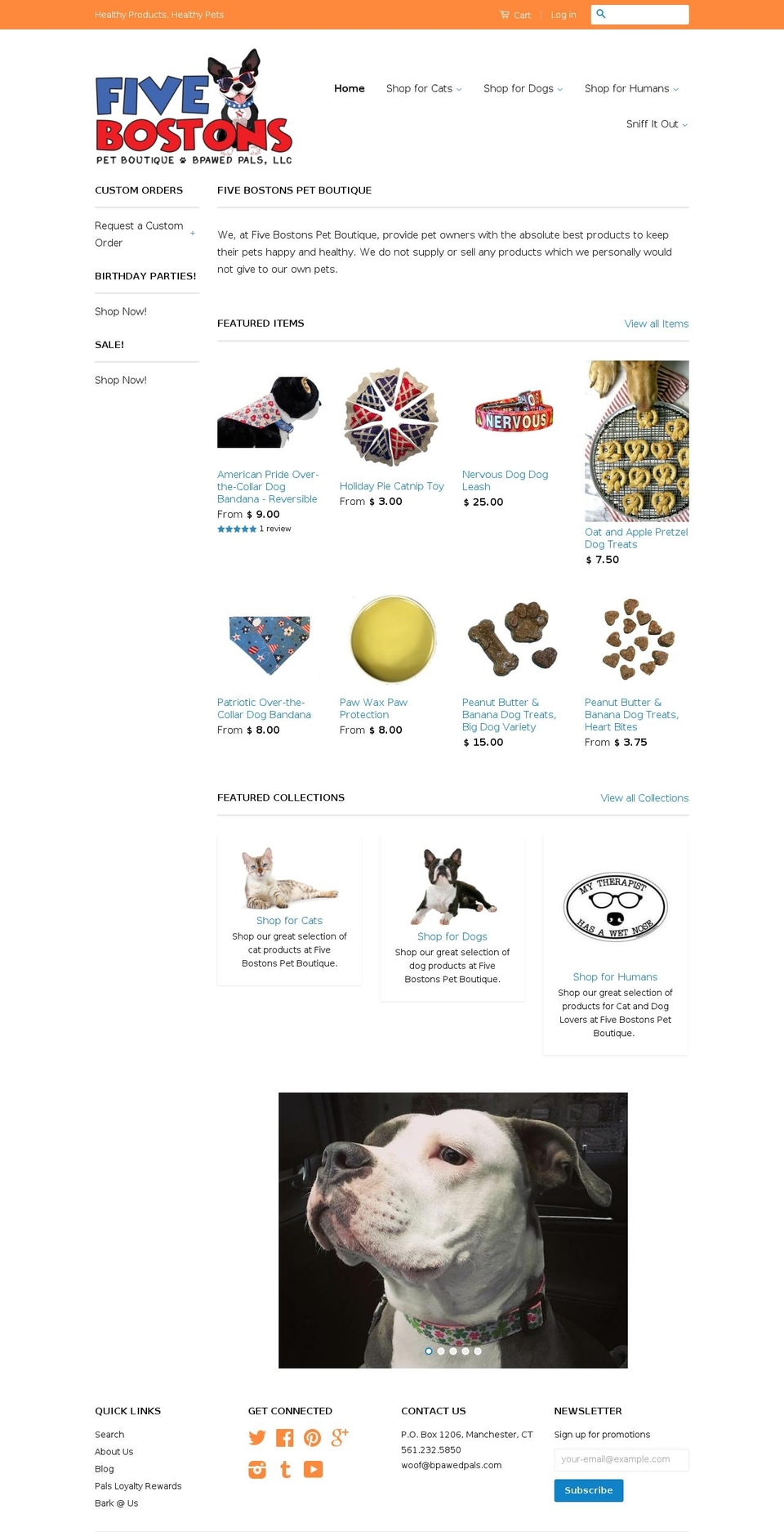 fivebostons.com — Shopify storefront screenshot