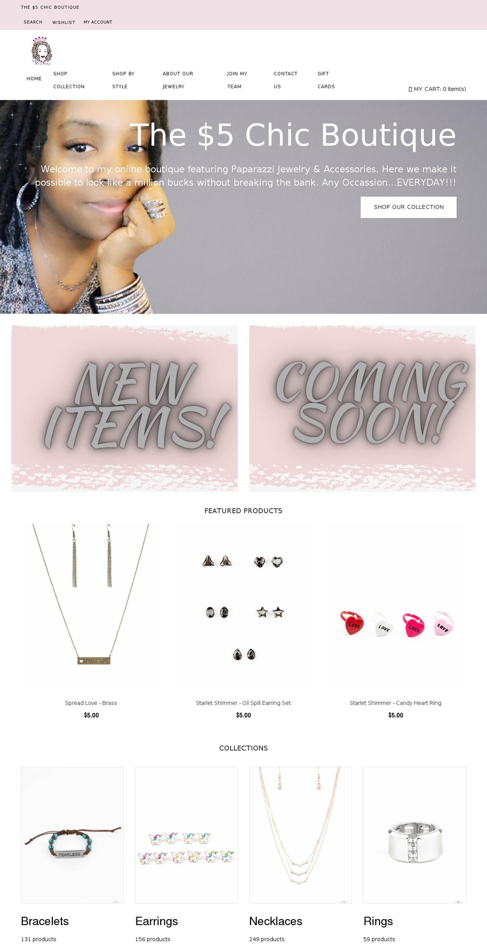 Theme-jewelry-store Shopify theme site example fivedollarchicboutique.com