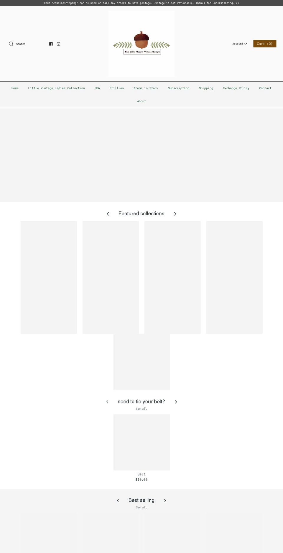 fivelittleacorns.com — Shopify storefront screenshot