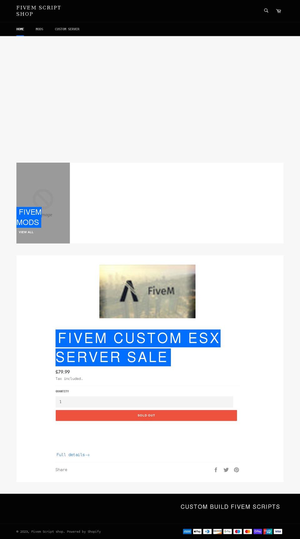 fivemscriptshop.com shopify website screenshot
