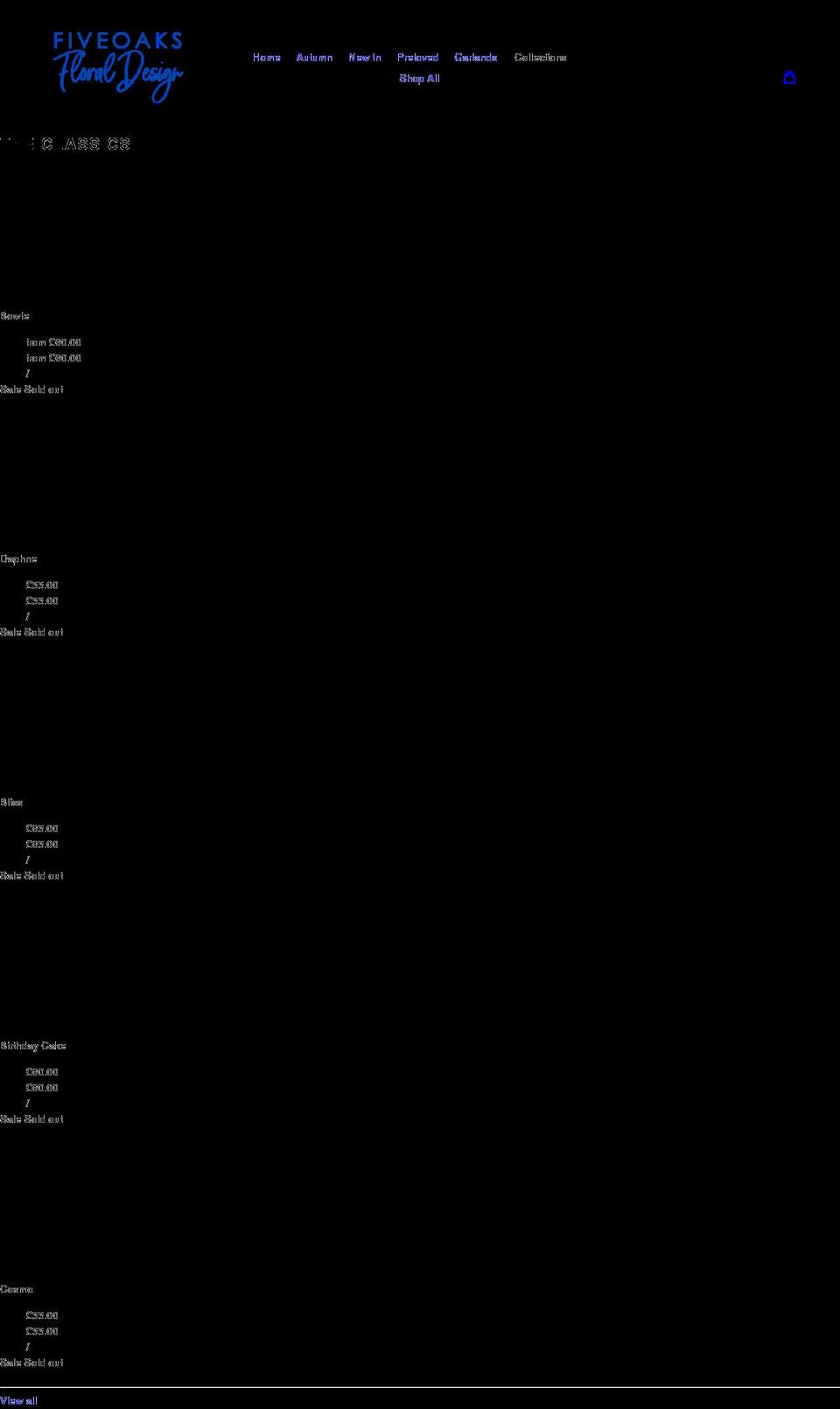 fiveoaksfloral.com shopify website screenshot