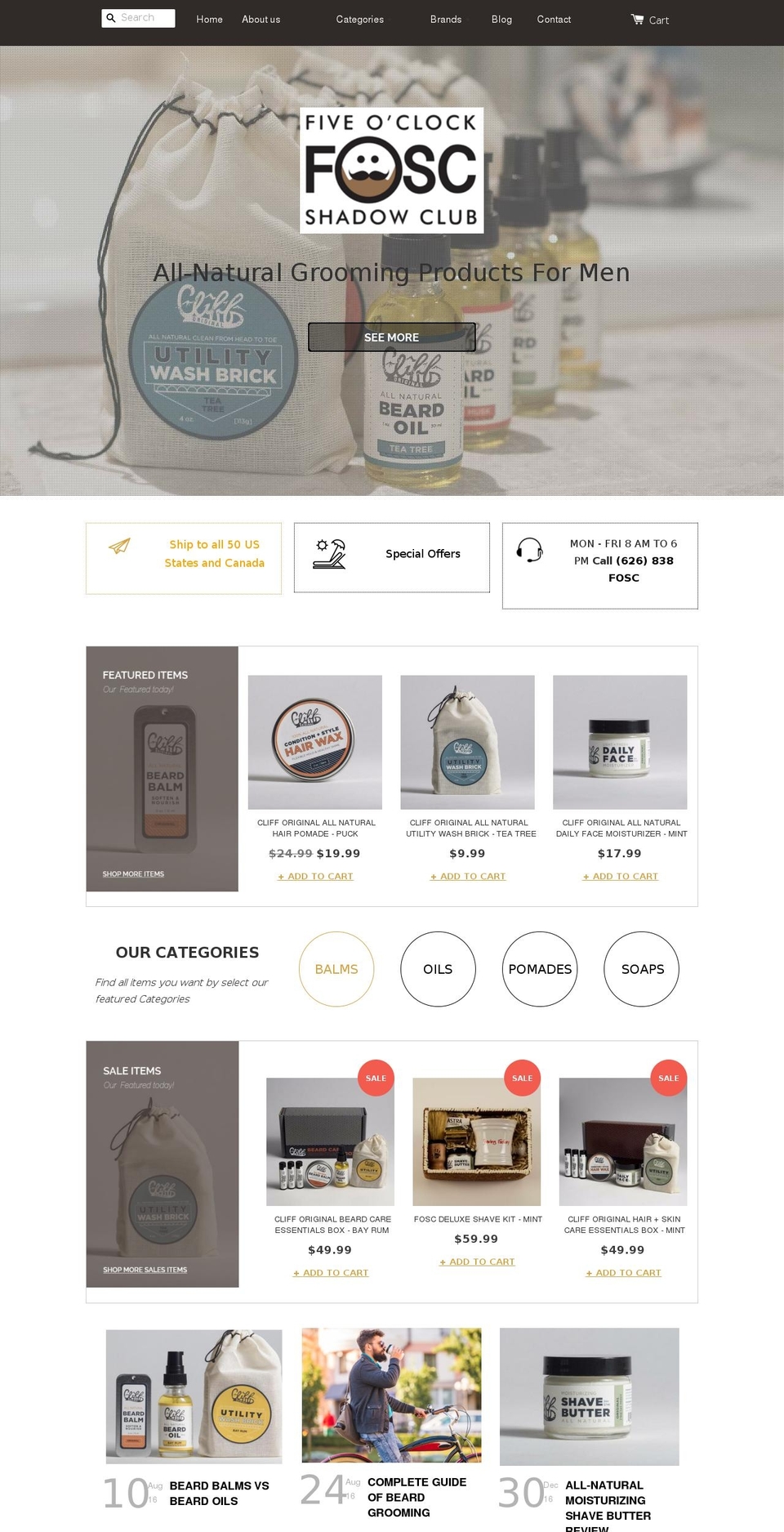 fiveoclockshadowclub.com shopify website screenshot