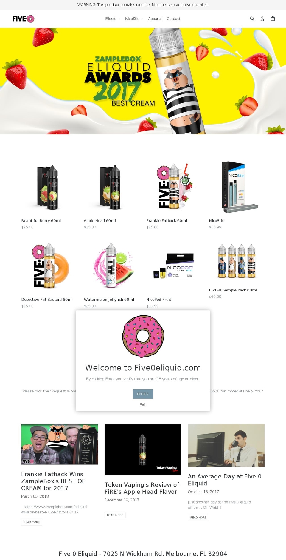 fiveoeliquid.com shopify website screenshot