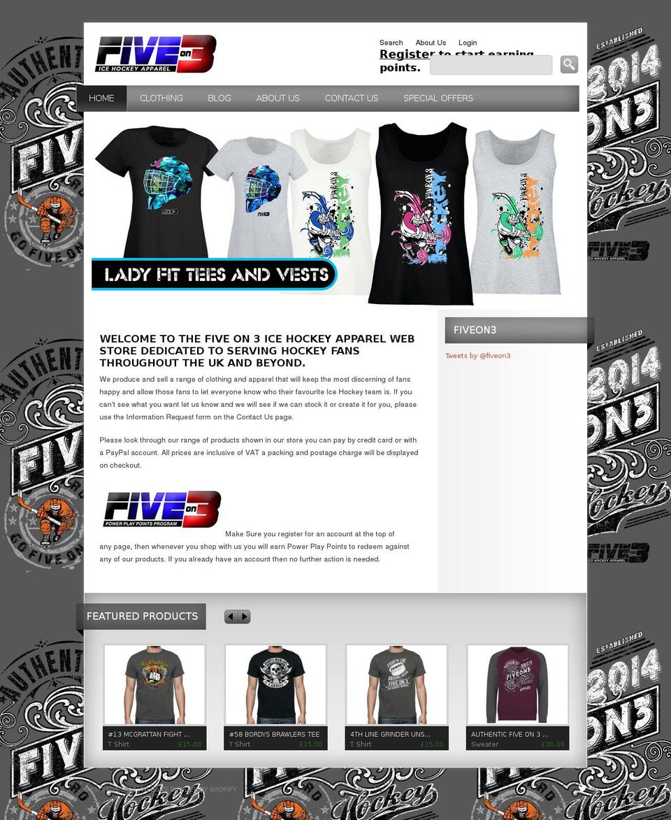 fiveon3.com shopify website screenshot