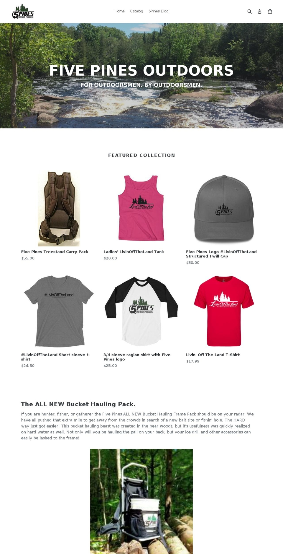 fivepinesoutdoors.com — Shopify storefront screenshot