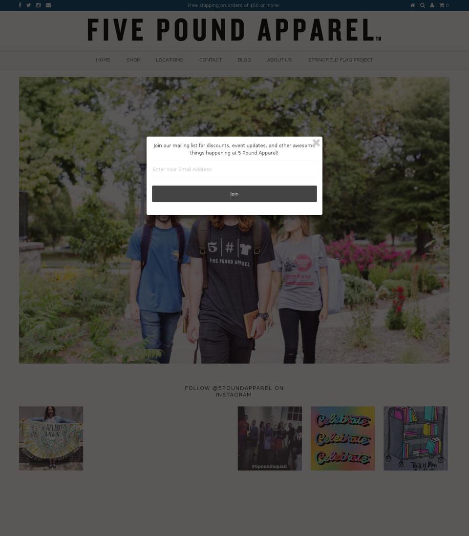 fivepoundapparel.com shopify website screenshot
