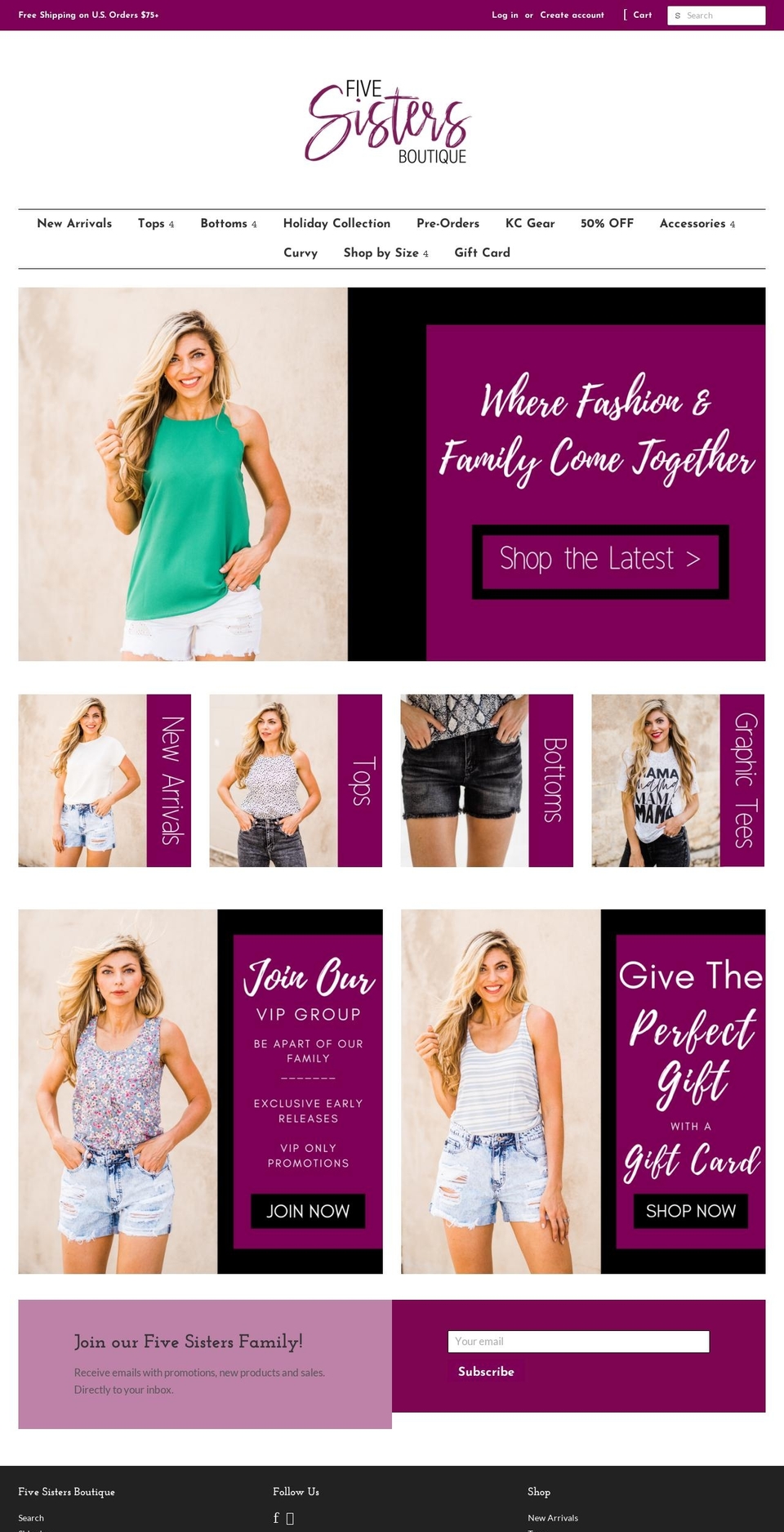 dsl-theme-5-0-1 Shopify theme site example fivesistersboutique.com