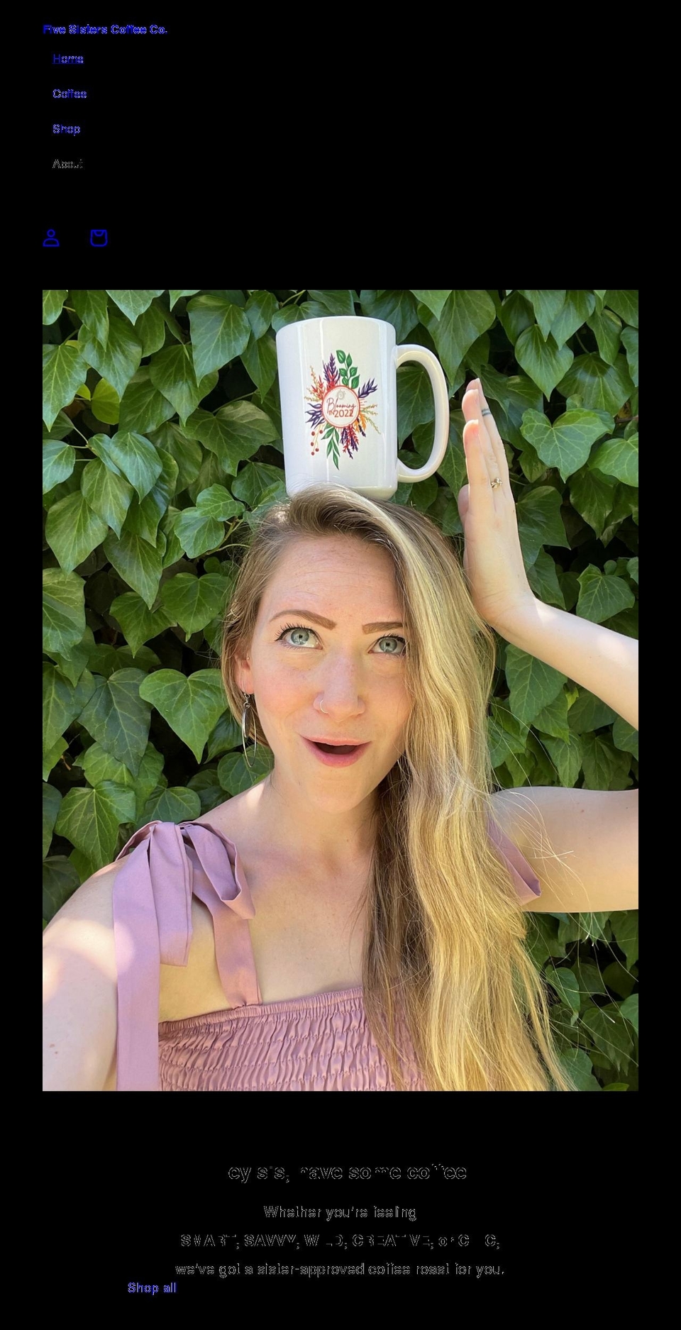 fivesisterscoffeeco.com shopify website screenshot