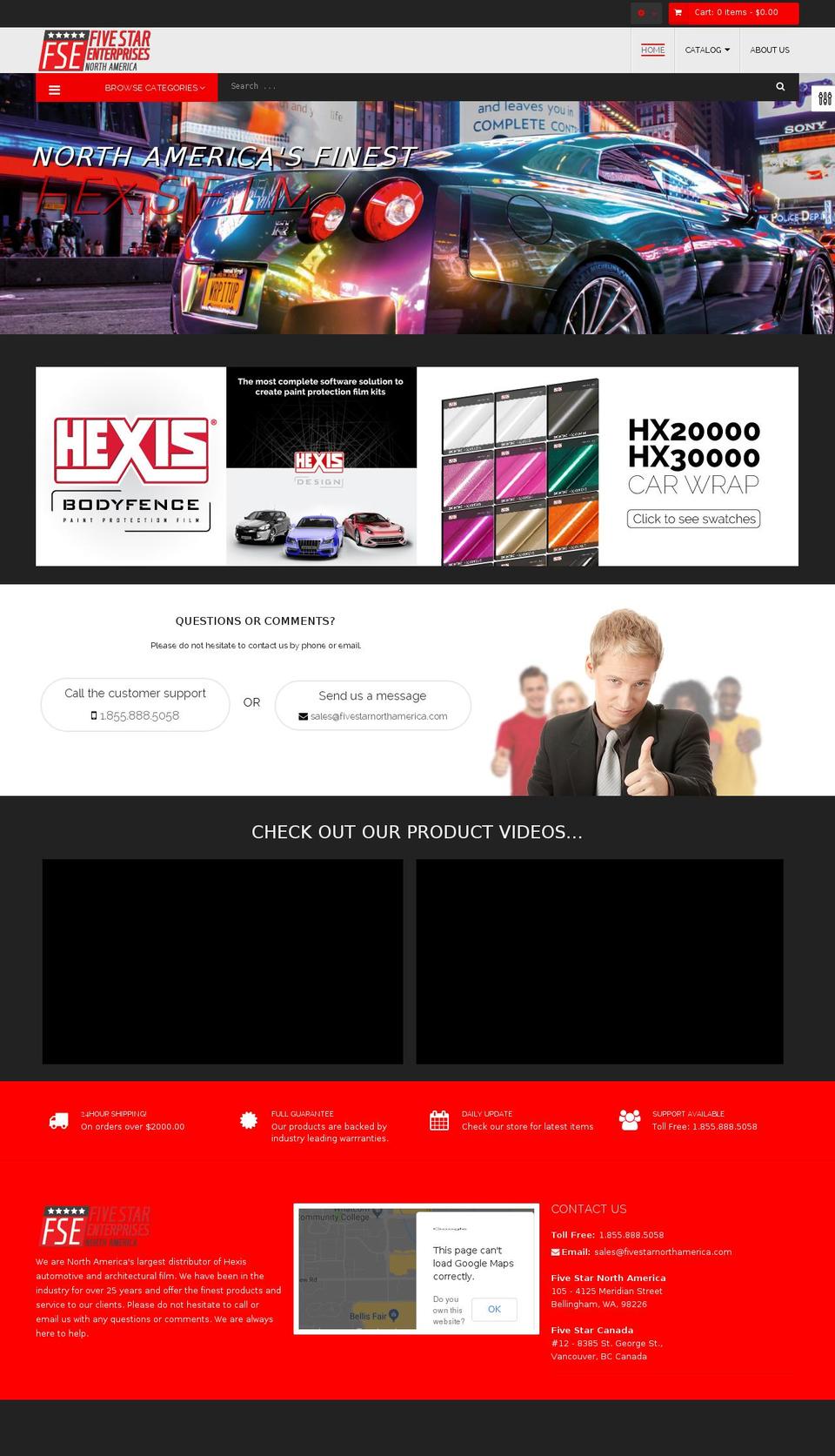 fivestarnorthamerica.com — Shopify storefront screenshot