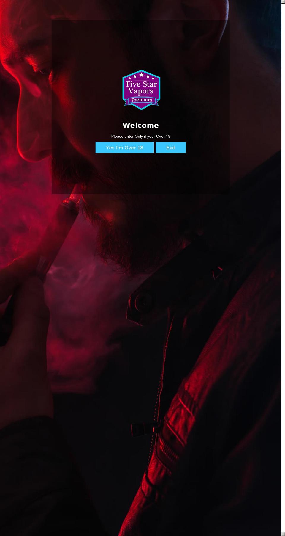 fivestarvapors.com — Shopify storefront screenshot