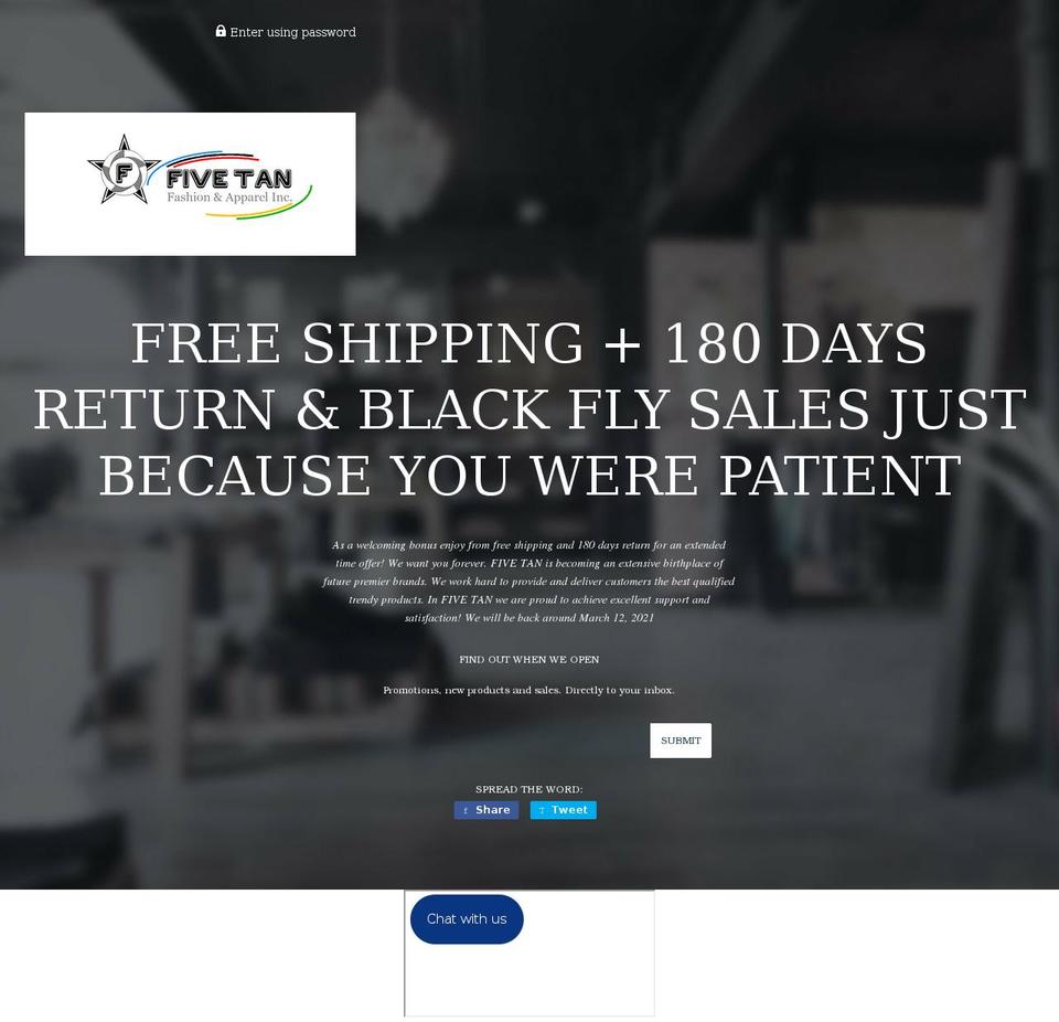 fivetan.com shopify website screenshot