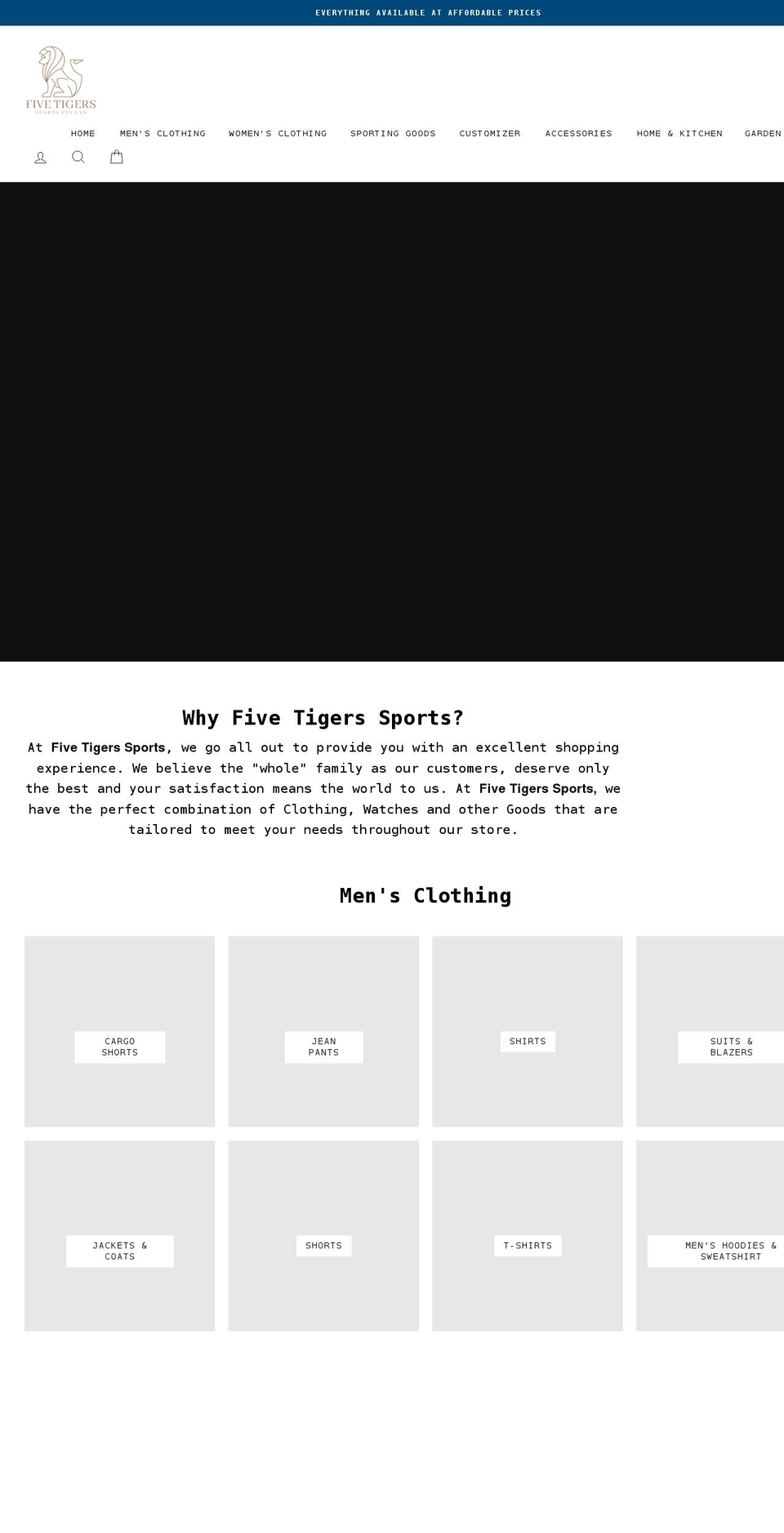 Five Shopify theme site example fivetigerssports.com