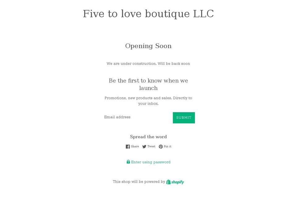 fivetoloveboutique.com shopify website screenshot