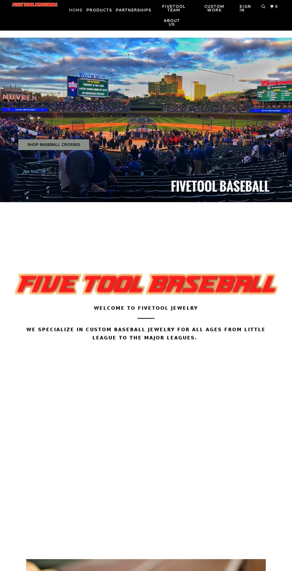 fivetool-baseball.com shopify website screenshot