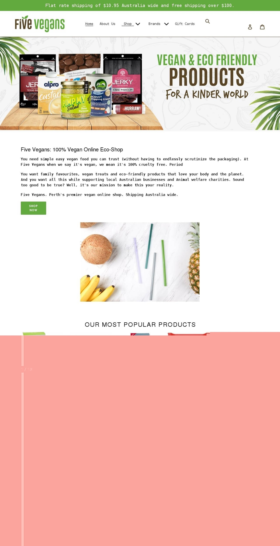 fivevegans.com.au shopify website screenshot