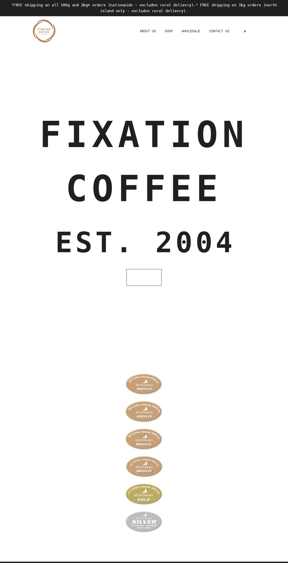 fixationcoffee.co.nz shopify website screenshot