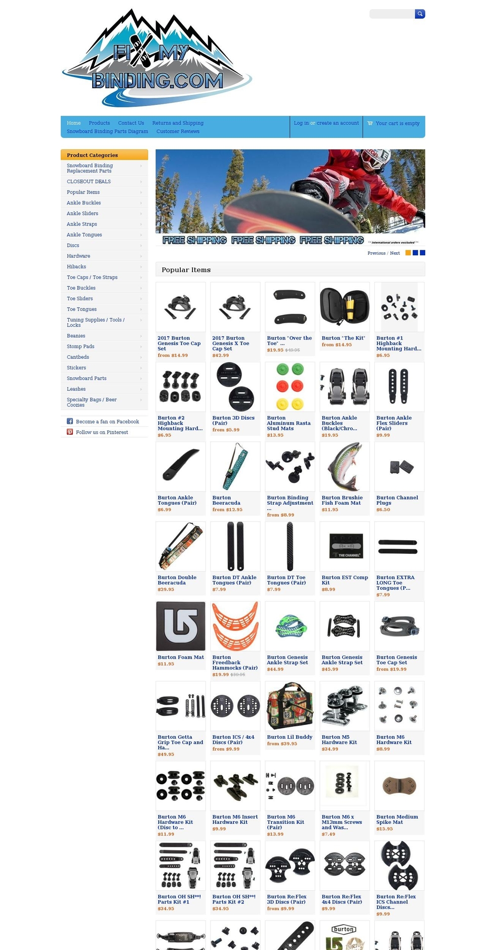fixmybinding.com shopify website screenshot