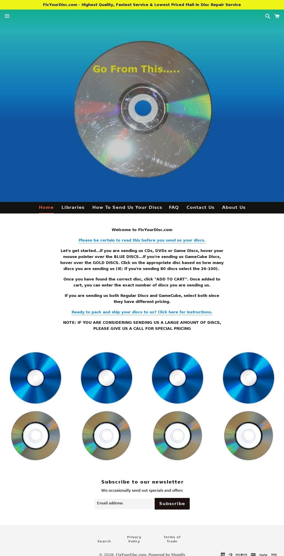 fixyourdisc.com — Shopify storefront screenshot