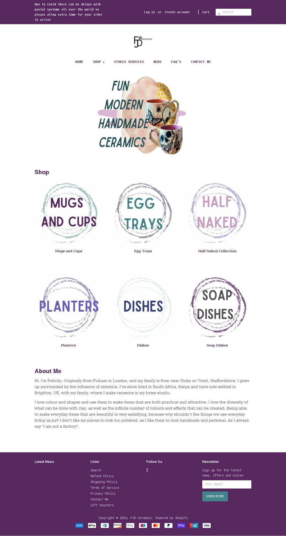 fjdceramics.com shopify website screenshot