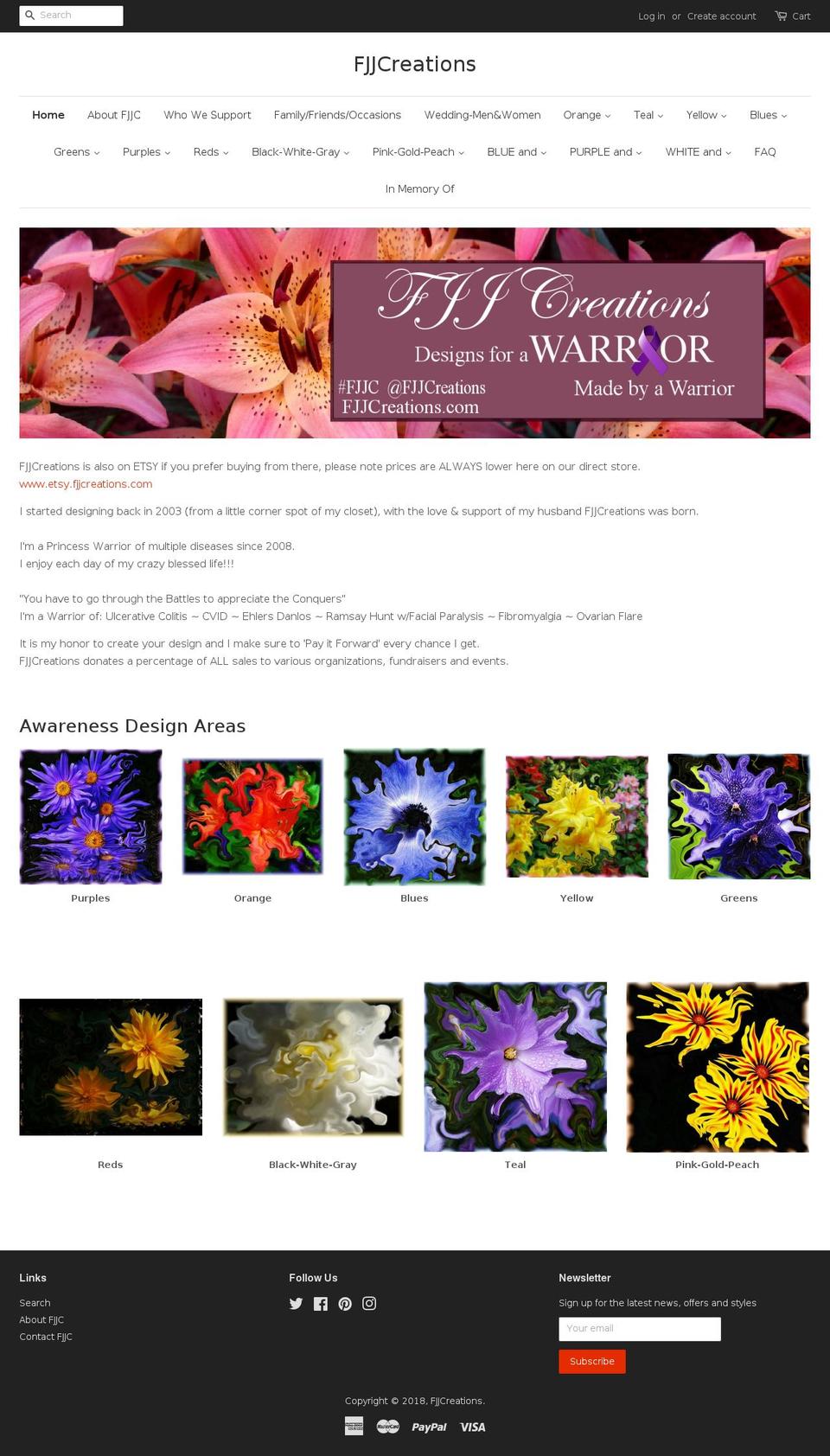 fjjcreations.com — Shopify storefront screenshot