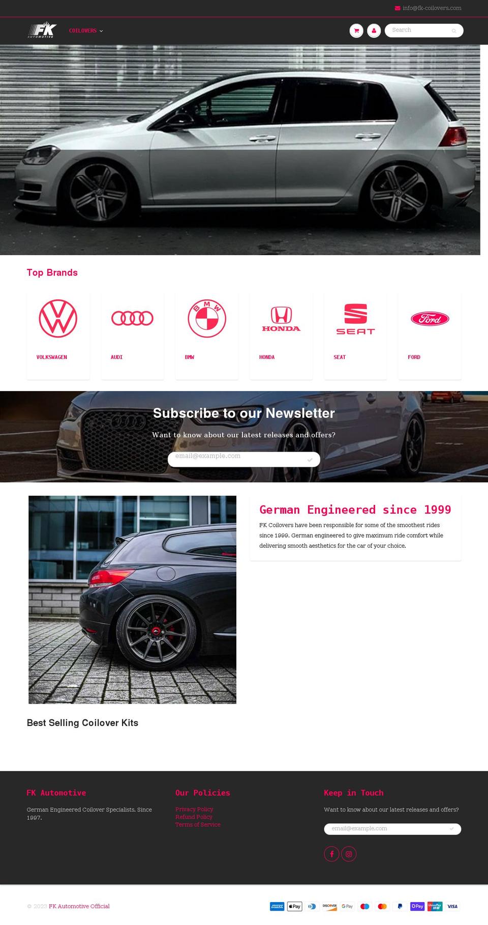 fk-coilovers.com shopify website screenshot