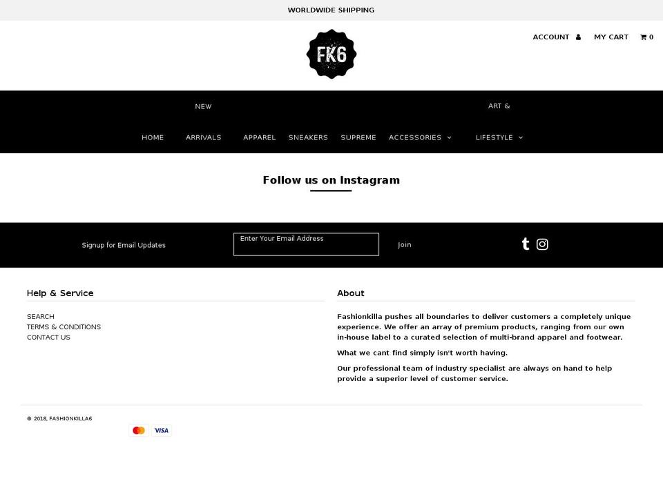 fkilla6.com — Shopify storefront screenshot